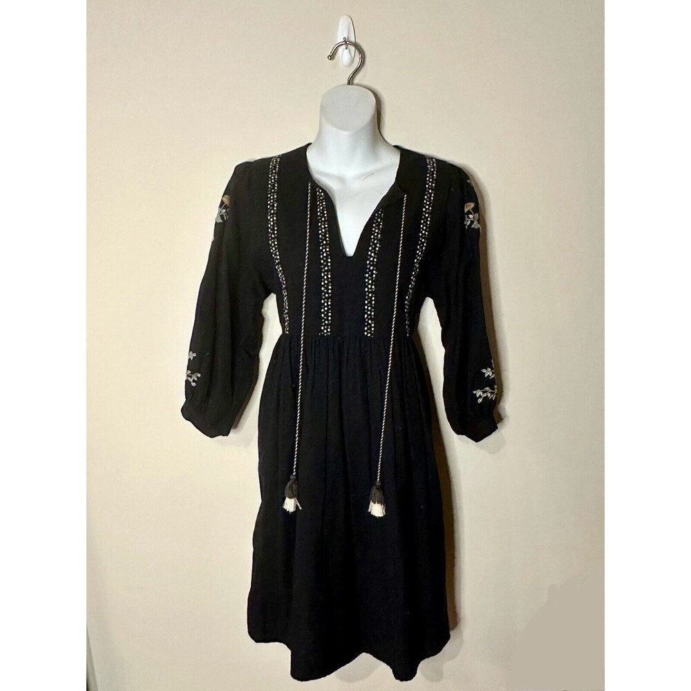 VELVET by Graham & Spencer Floral Embroidered Linen Blend Dress Size XS EUC!!!
